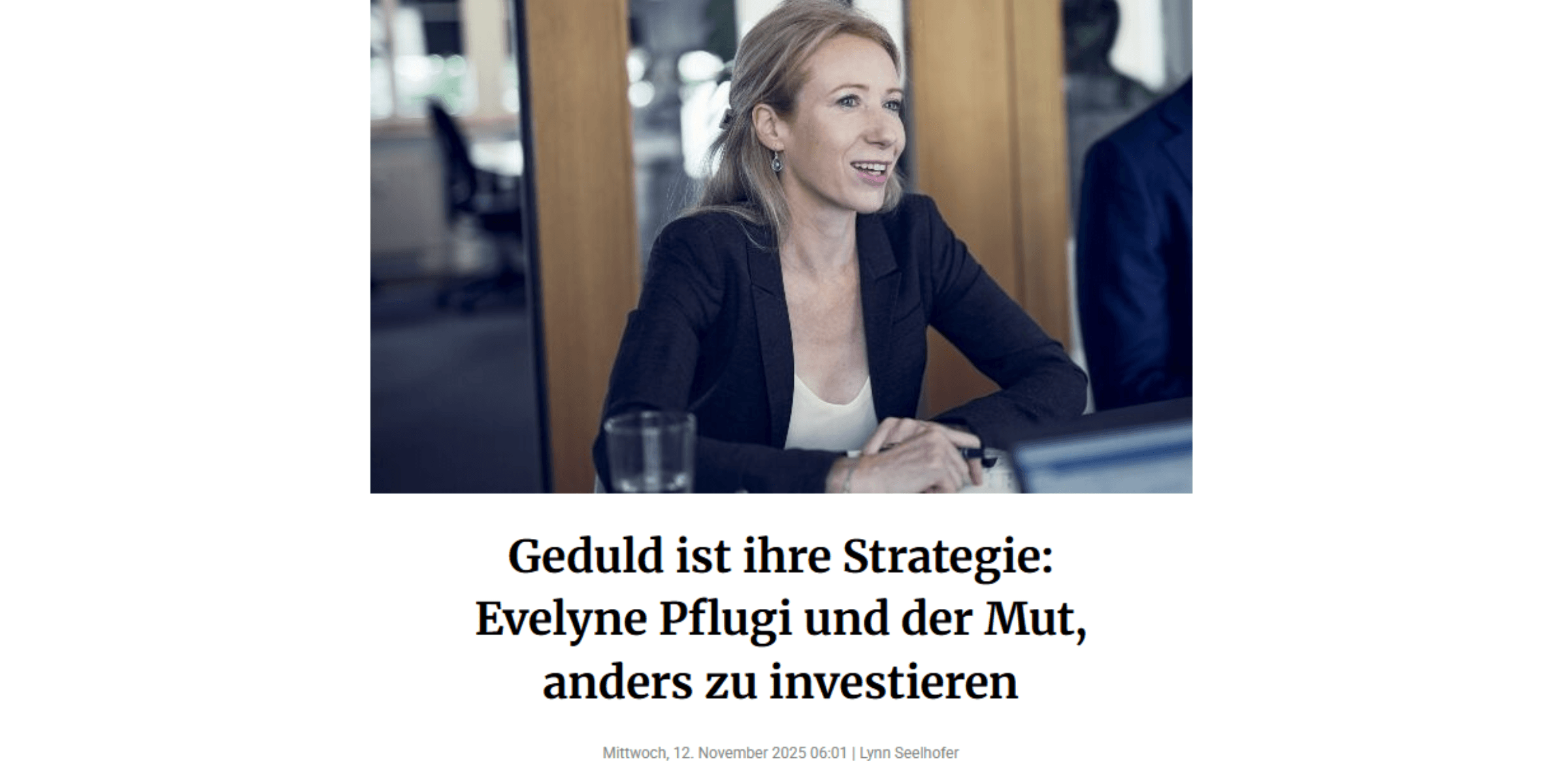 In the News: Finews.ch portraitiert CEO Evelyne Pflugi
